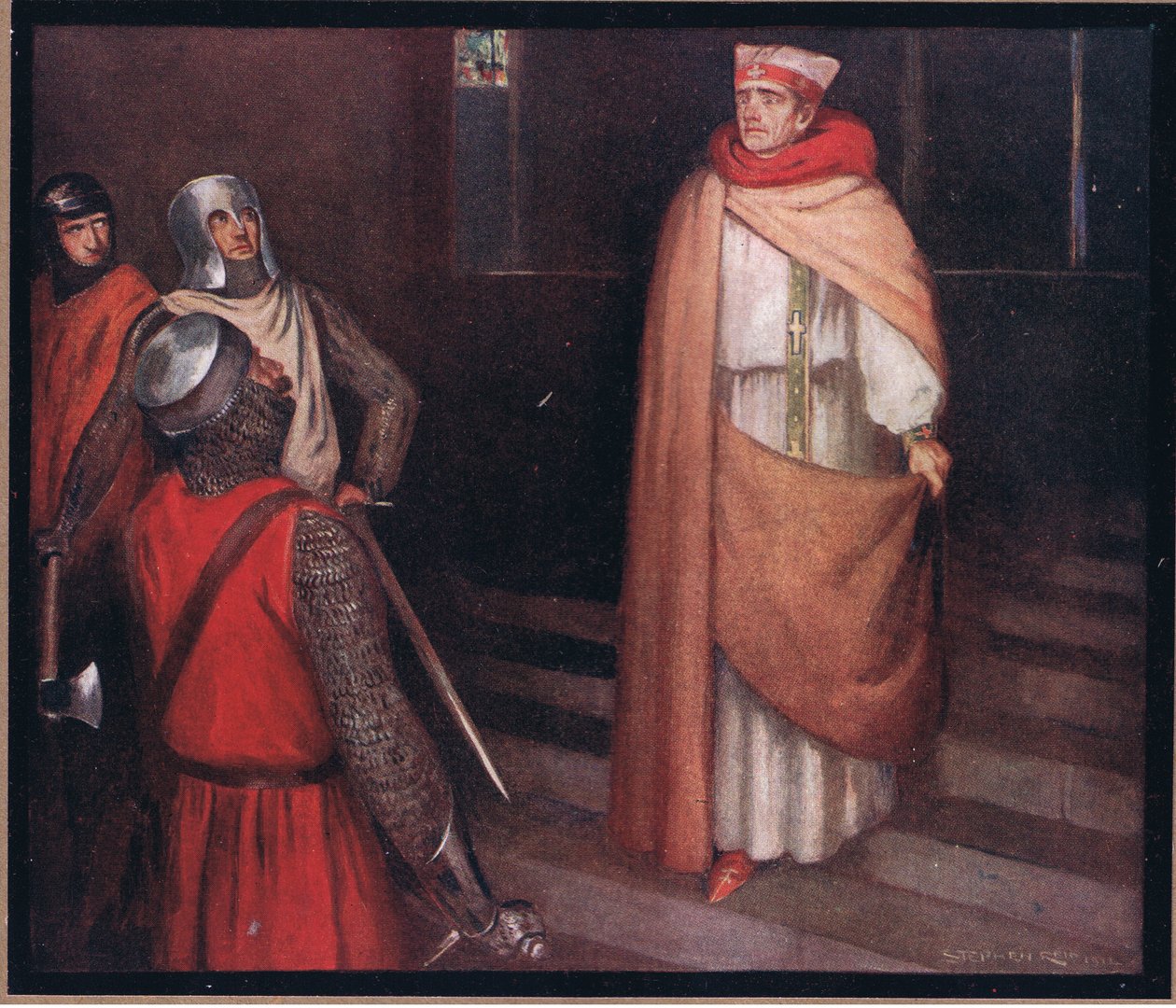 The Martyrdom of St Thomas (farge litho) av Stephen Reid