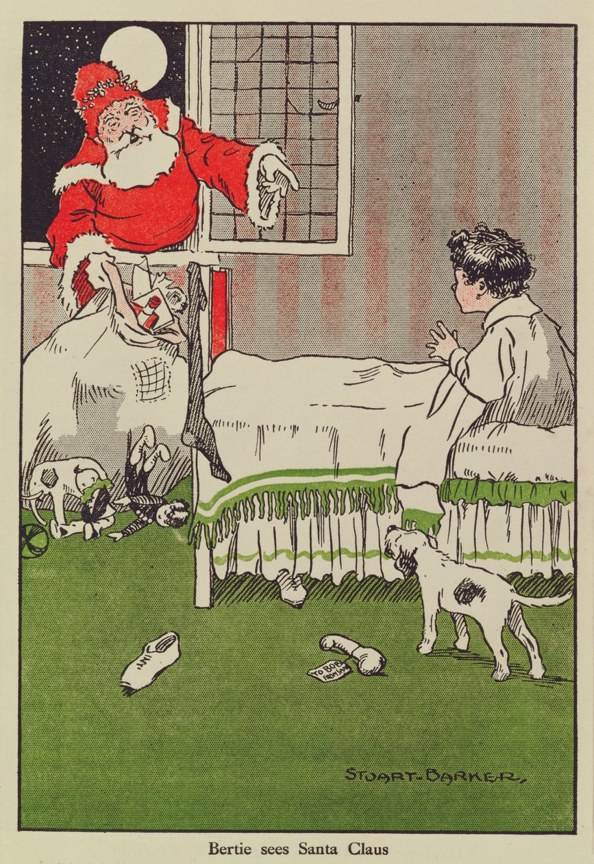 Bertie ser julenissen, bokillustrasjon av Stuart Barker