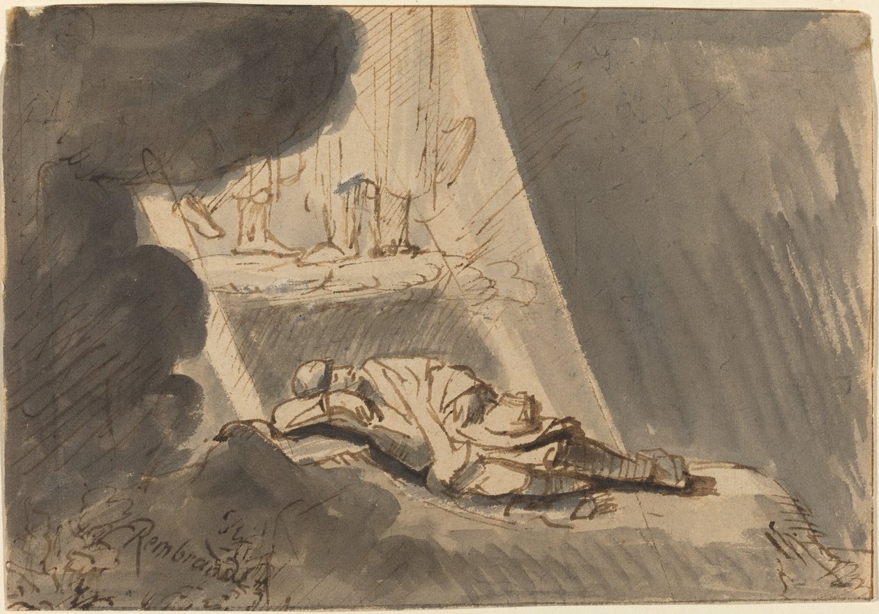 Jakobs drøm av Style of Rembrandt van Rijn