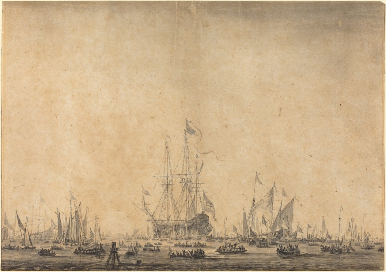 Marine av Style of Willem van de Velde the Younger