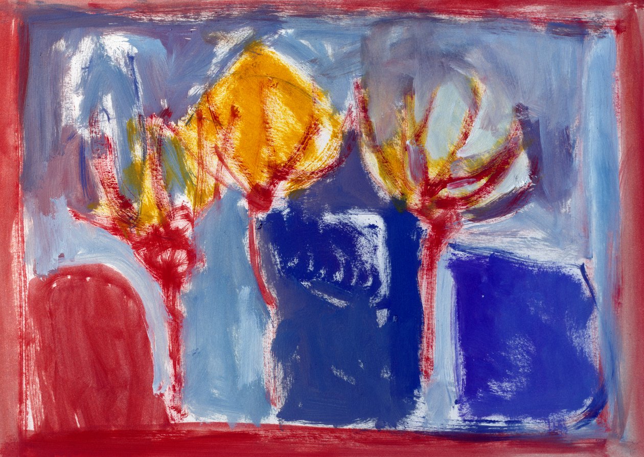 Three Trees, 2002 (akryl på papir) av Sue Jamieson