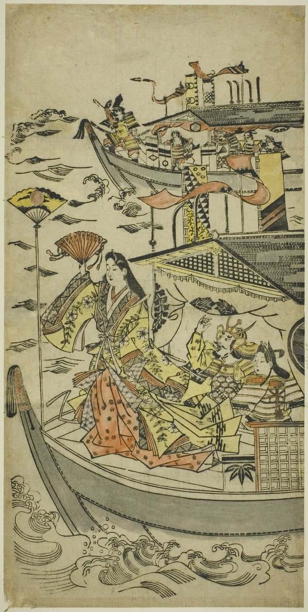 Lady Tamamushi hever et fanmål av Sugimura Jihei