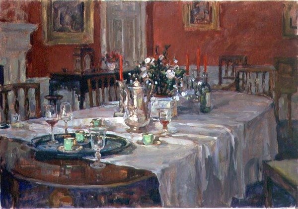 Spisebord med sølvmugge av Susan Ryder