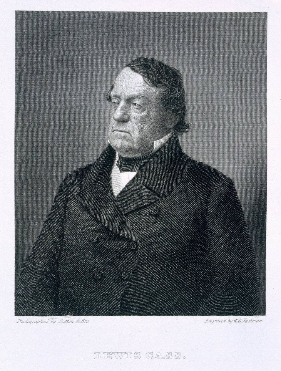 Lewis Cass, gravert av William G. Jackman (fl.c.1841-60) etter et fotografi av Sutton and Bro.