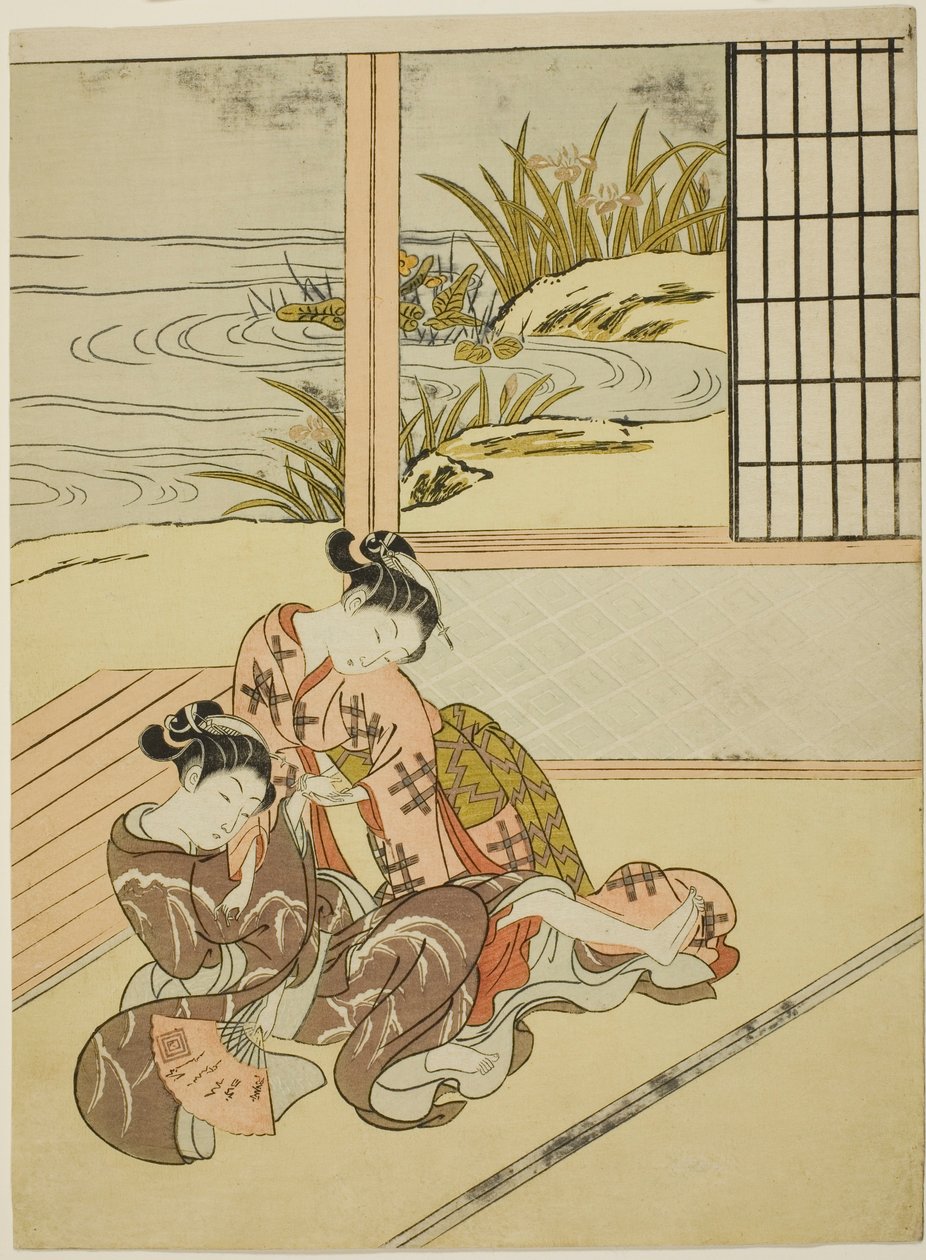 To kvinner som kjemper for en fan av Suzuki Harunobu