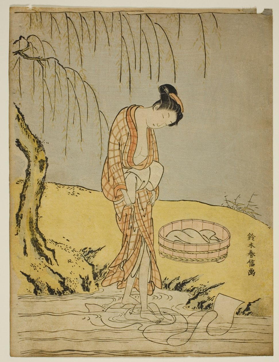 Vaskeklut i en bekk av Suzuki Harunobu