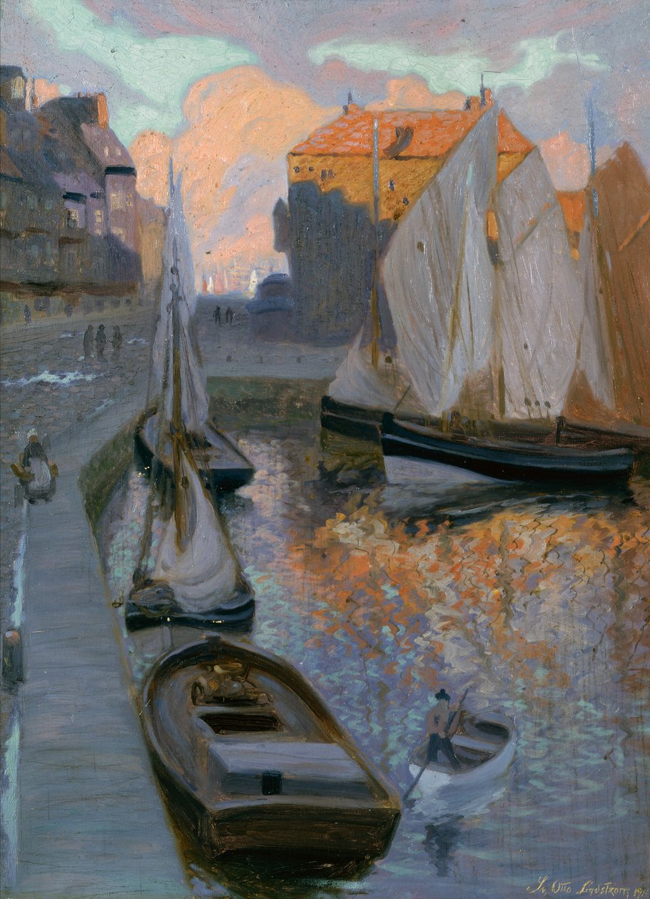 Havnen i Honfleur av Sven Otto Lindstrom