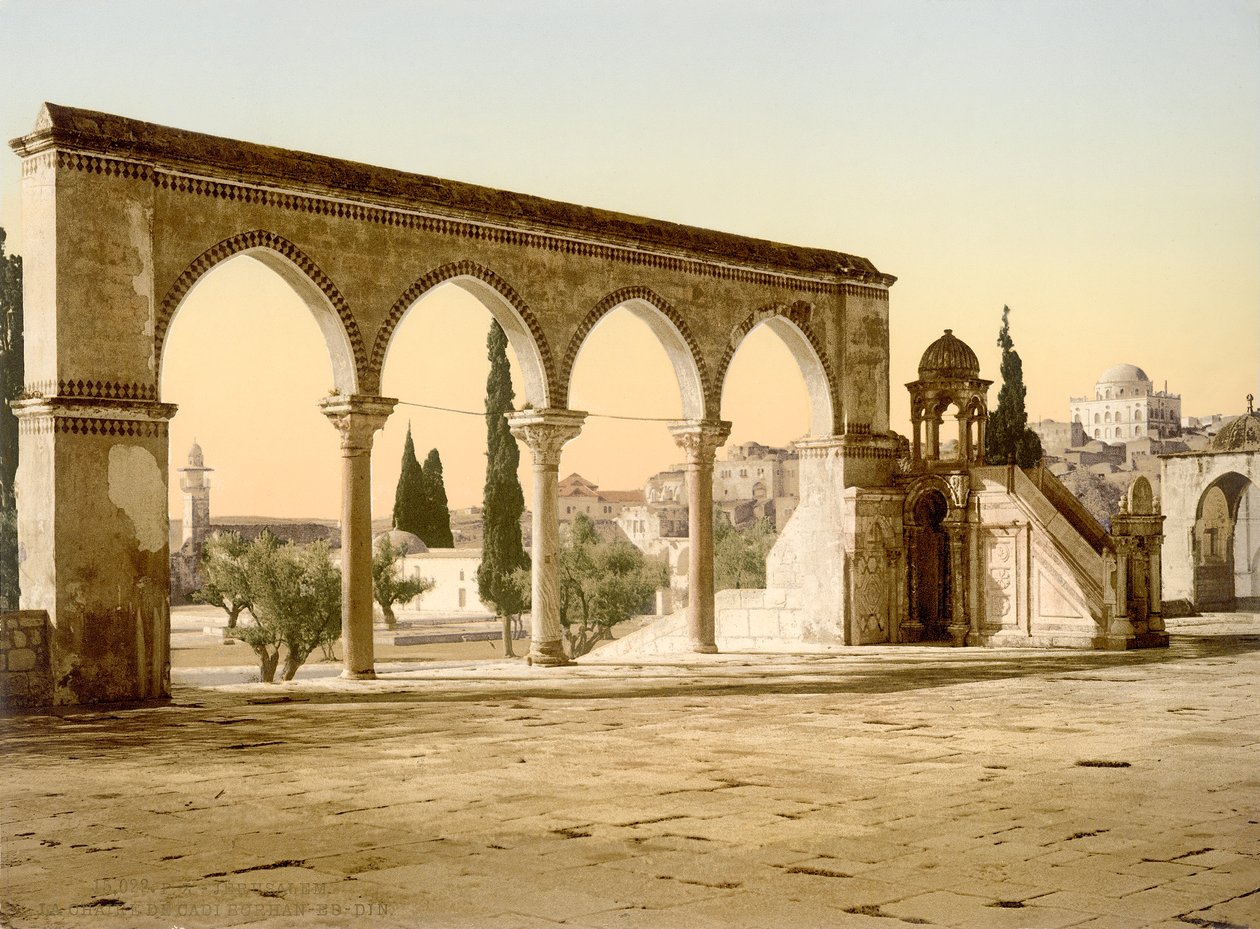 Tempelhøyden - Esplanade of the Dome of the Rock, Jerusalem, ca. 1880-1900 (fotokrom) av Swiss Photographer