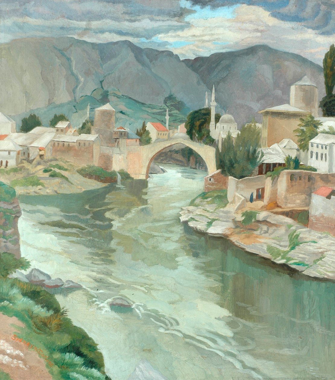 Mostar, Hercegovina, 1922 av Sydney Carline