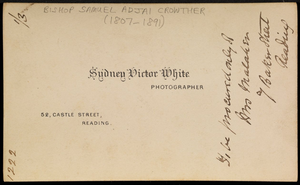 Fotografens avtrykk, 1870-tallet (verso av 373697) (trykt kort) av Sydney Victor White