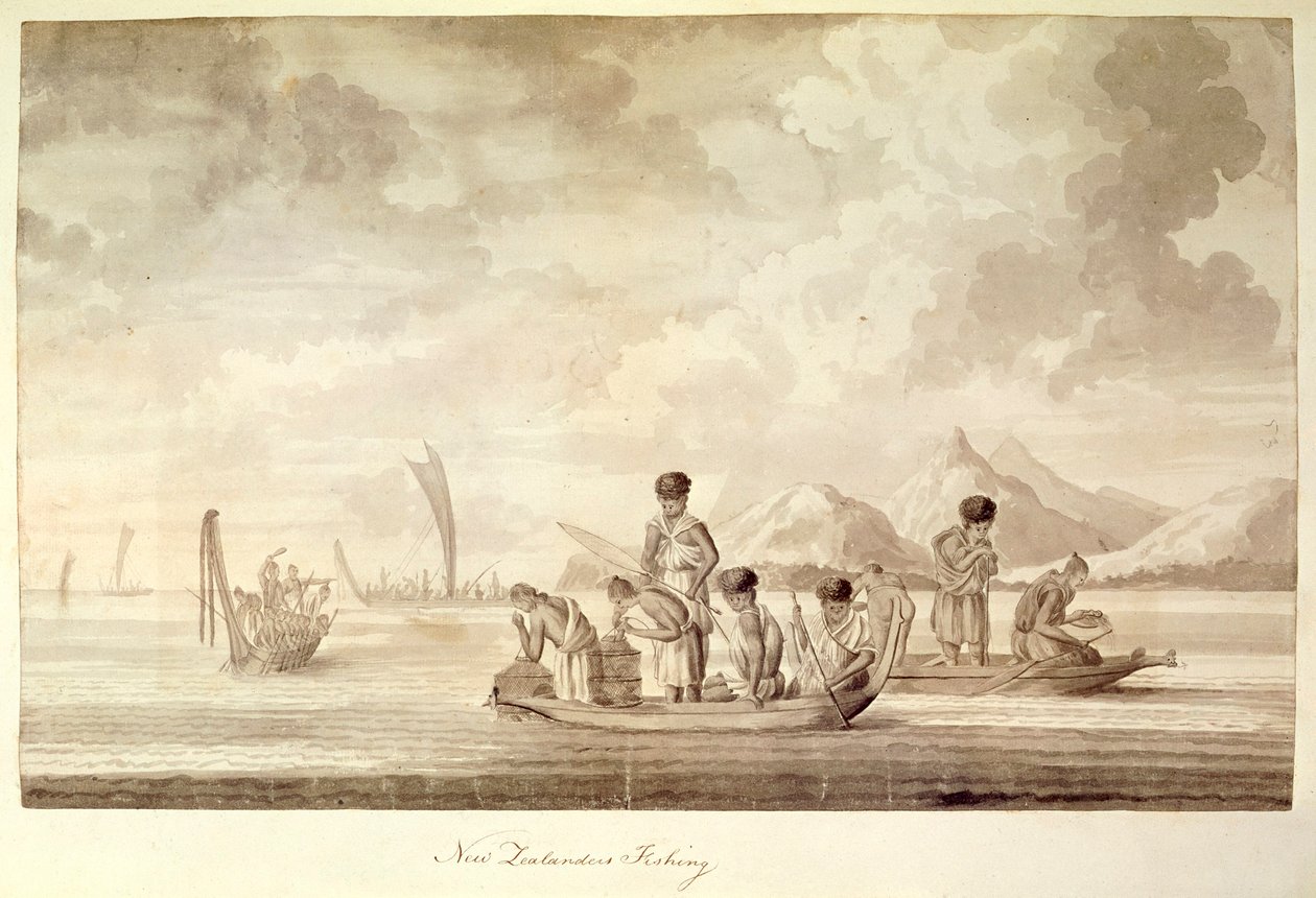 Add.23920, f.44 New Zealanders fiske, januar 1770 av Sydney Parkinson