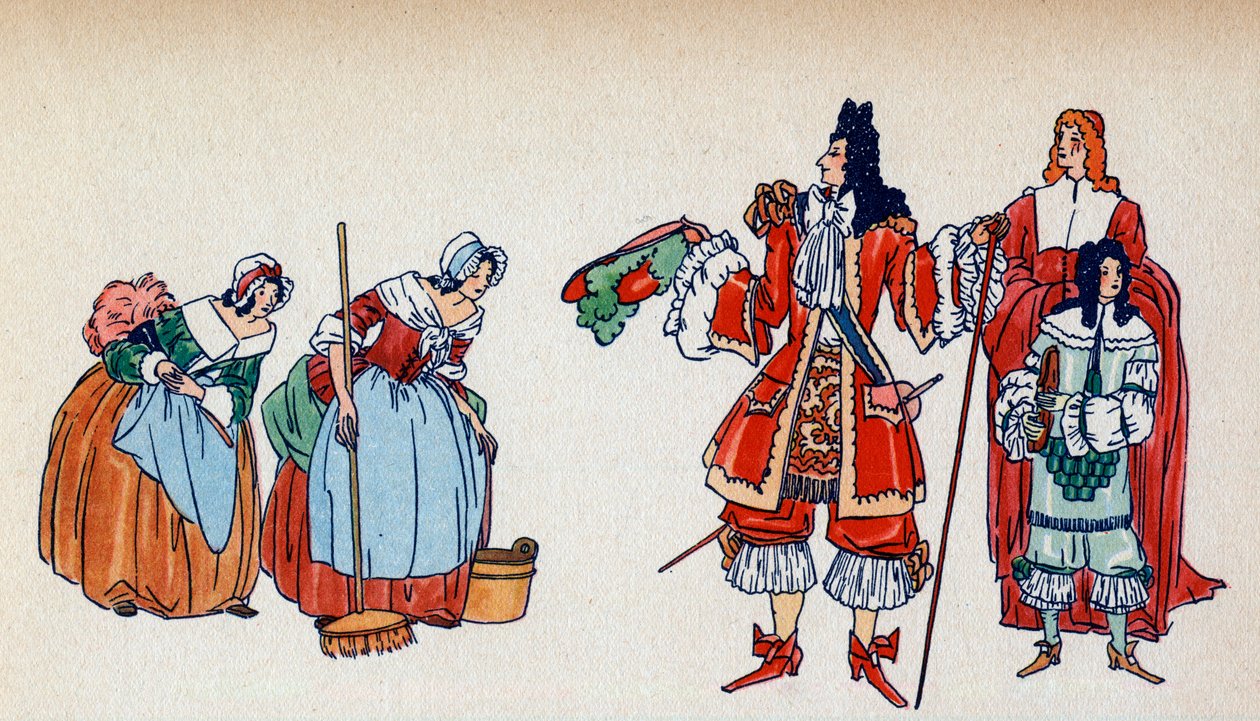 Høfligheten til Louis XIV - Illustrasjon av Sylvain Sauvage (1888-1948) for boken "Louis XIV" av Frantz Funck-Brentano (1862-1947) fra 1938 - OBS! Bruk av dette verket kan være underlagt en tredjedel av Sylvain Sauvage