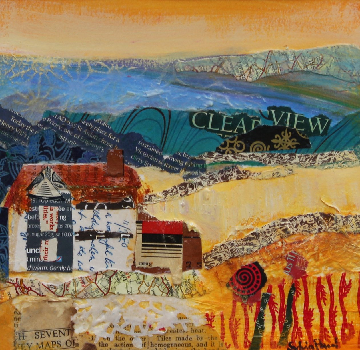 A Clear View 2013, akrylpapircollage av Sylvia Paul