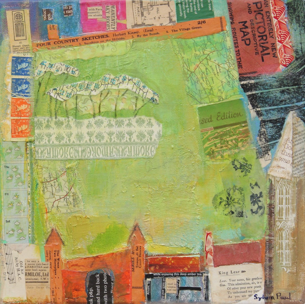 The Green 2012, akrylpapircollage av Sylvia Paul