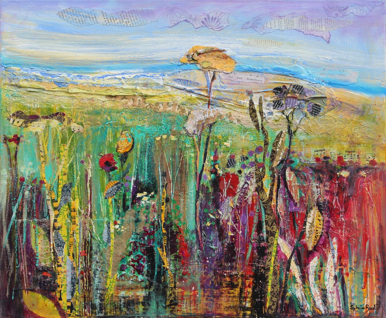 Wild and Free 2013, akrylpapircollage av Sylvia Paul