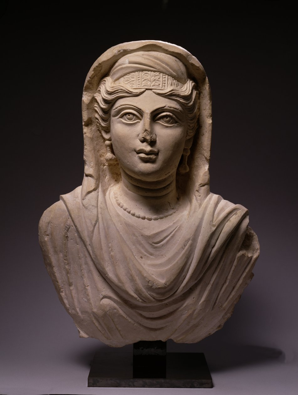 Kvinnebyste, fra Palmyra, midten av det 2. århundre e.Kr. (kalkstein) av Syrian