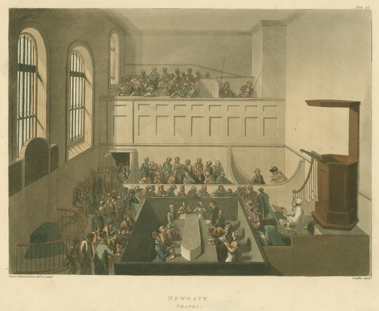 Newgate Chapel, 1809 (akvatint) av Pugin and Rowlandson