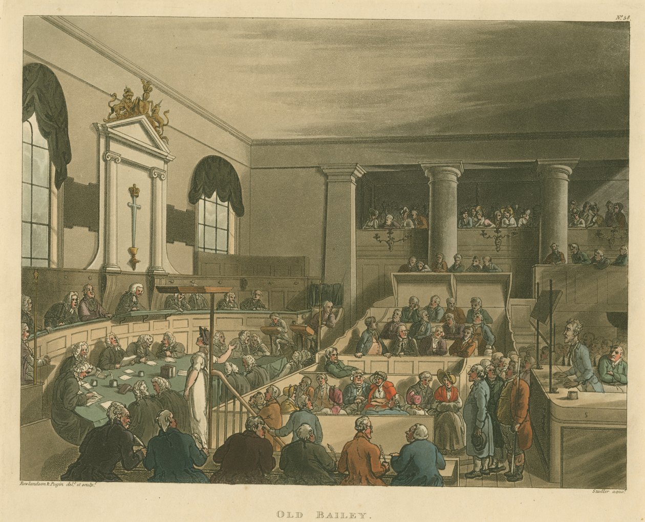 Old Bailey, 1809 (akvatint) av Pugin and Rowlandson