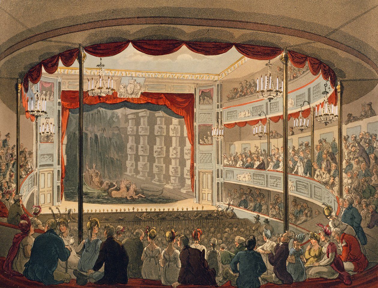 Sadlers Wells Theatre fra Ackermanns Microcosm of London av Pugin and Rowlandson