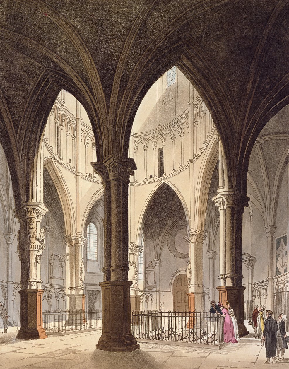 Temple Church, 1809 (akvatint) av Pugin and Rowlandson