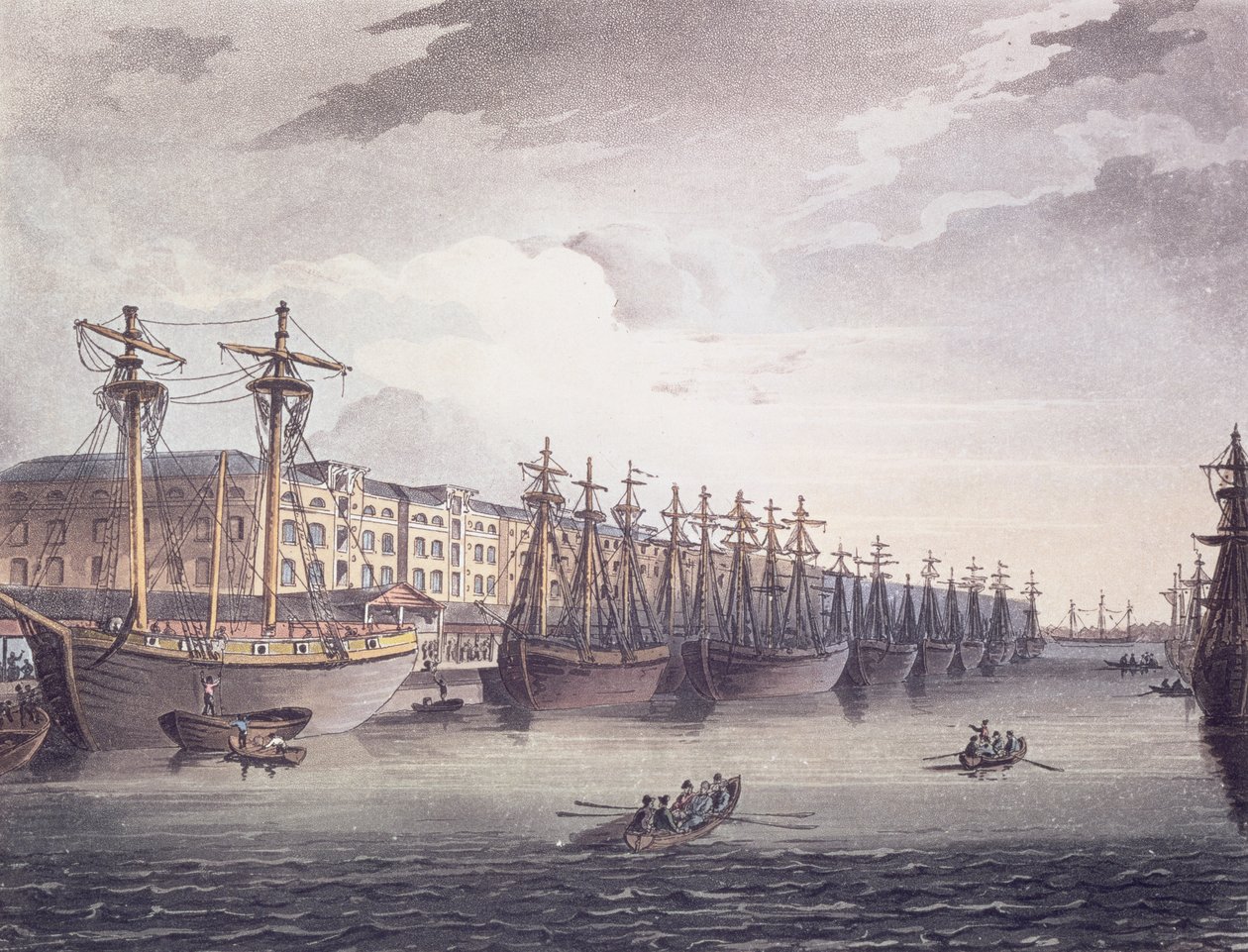 West India Docks av T. and Pugin A.C. Rowlandson