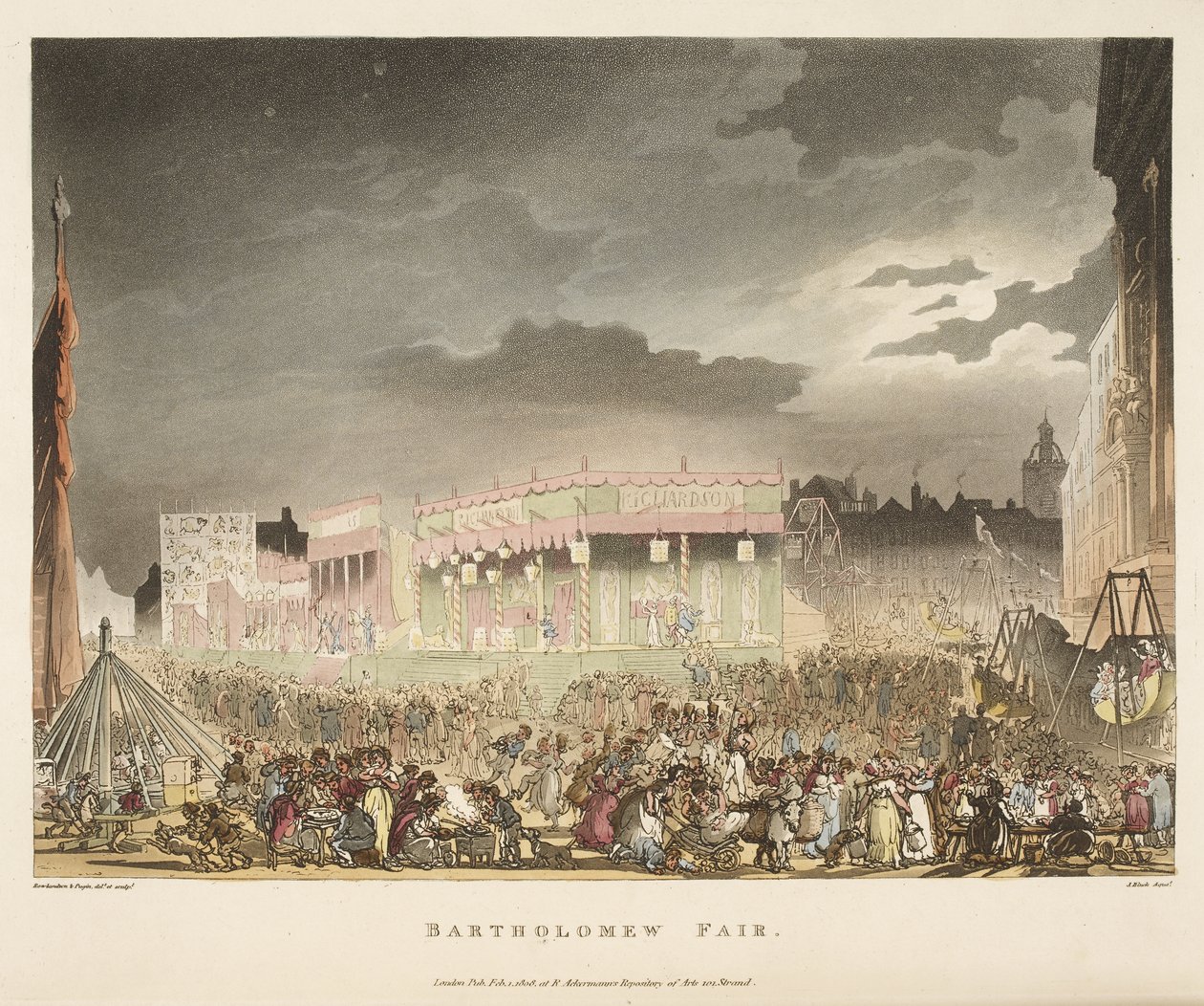 Bartholomew-messen av T. & Pugin A.C. (1762 1832) (after) Rowlandson