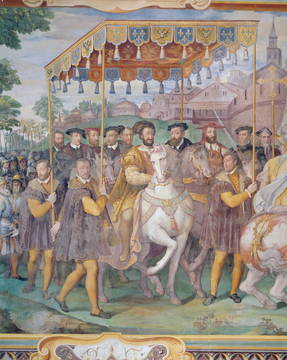 Den høytidelige inngangen til keiser Charles V, Francis I og Alessandro Farnese til Paris i 1540, fra 