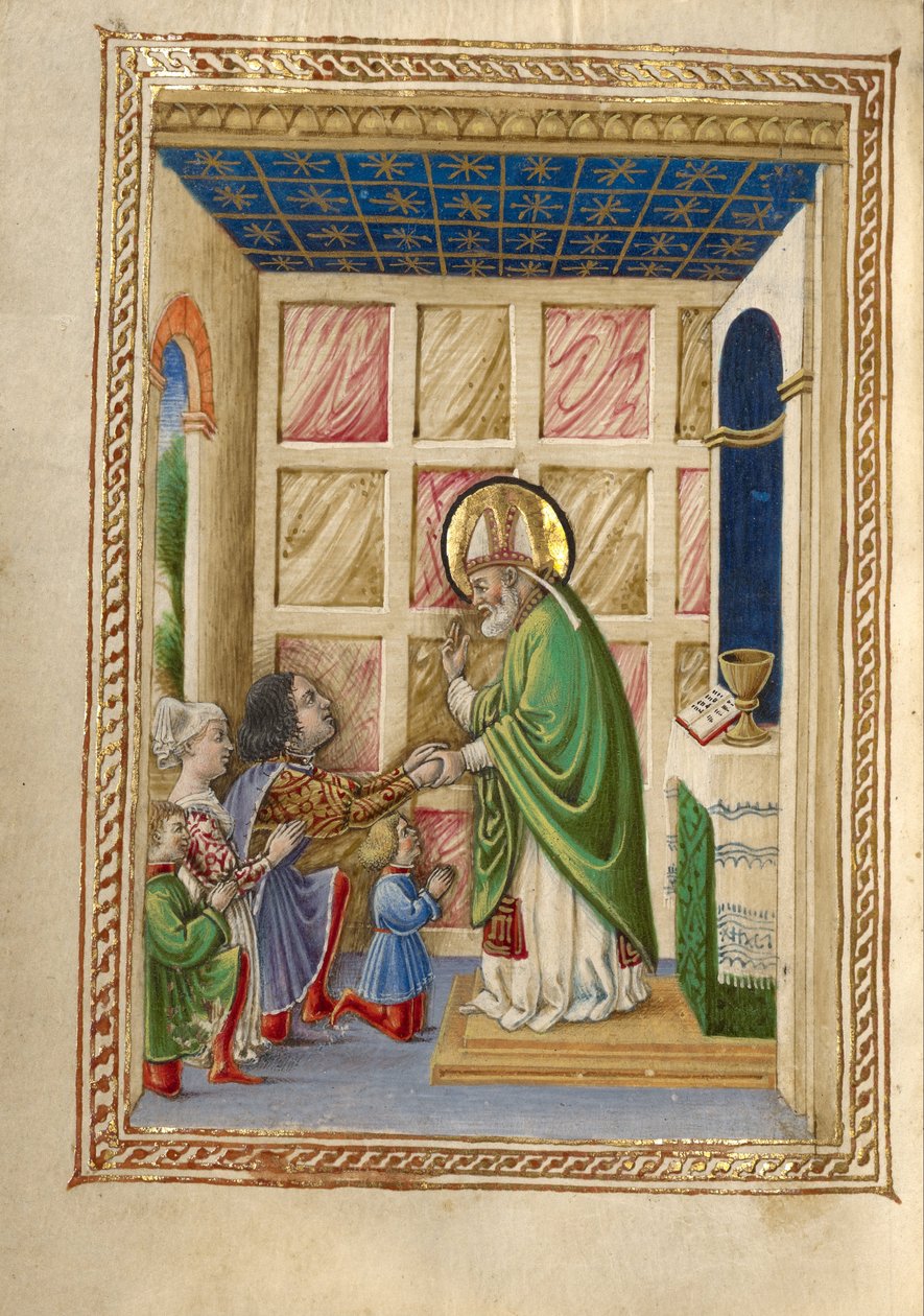 Saint Bellinus feirer messe av Taddeo Crivelli