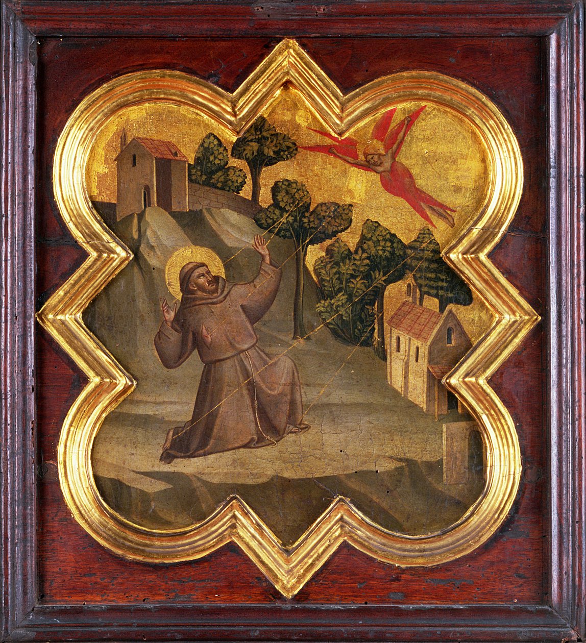 St. Francis mottar Stigmata (tempera på panel) av Taddeo Gaddi