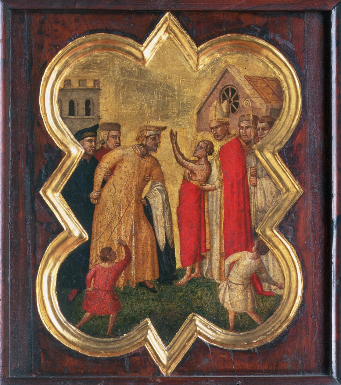 St. Francis før biskopen (tempera på panel) av Taddeo Gaddi
