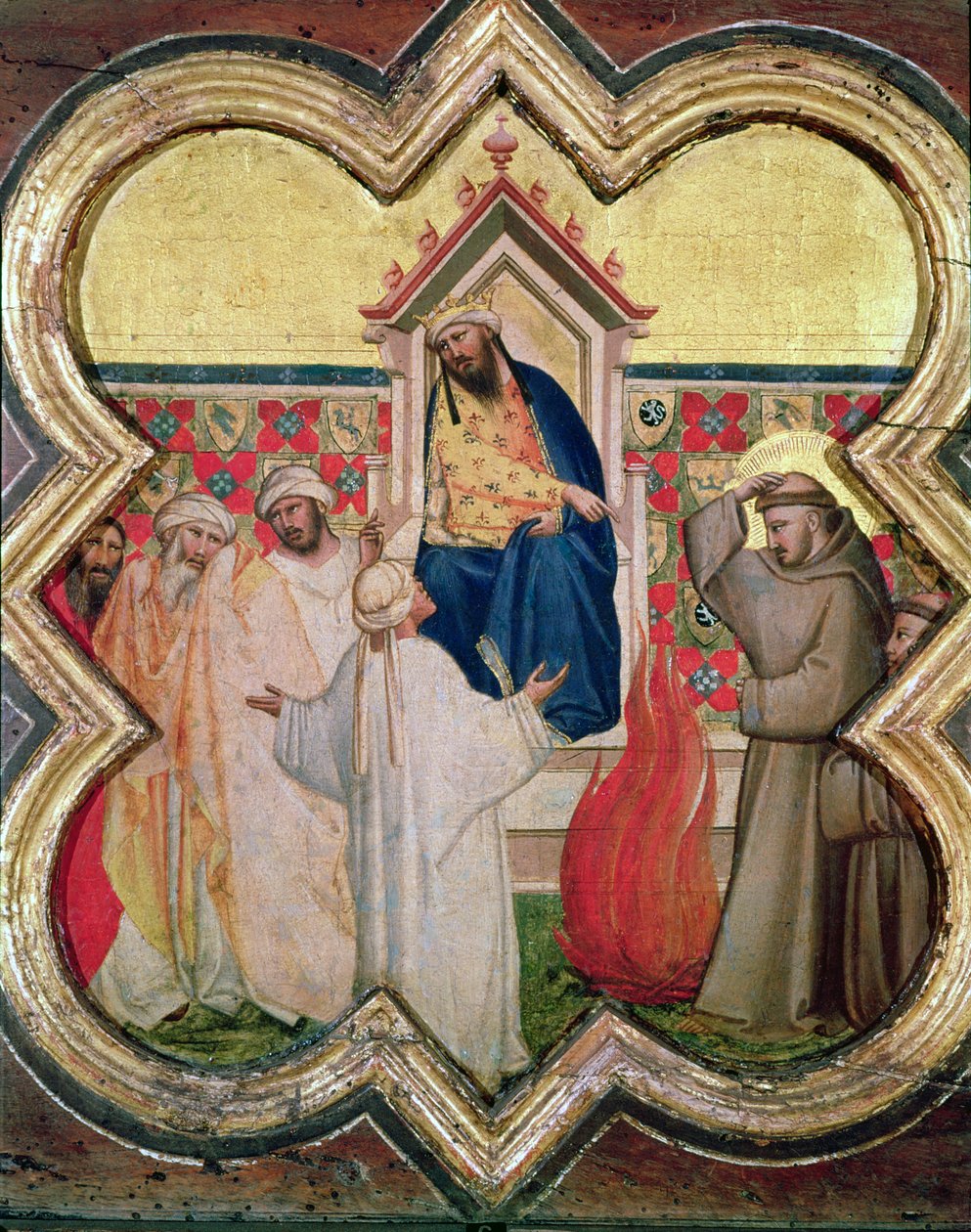 The Trial by Fire, St. Francis tilbyr å gå gjennom ild, for å omvende sultanen av Egypt i 1219, av Taddeo Gaddi