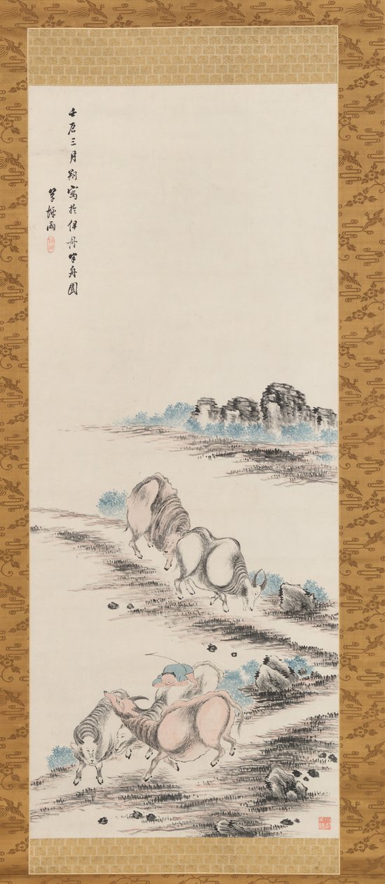 Oxen and Herdboy, 1832. av Takahashi Sohei