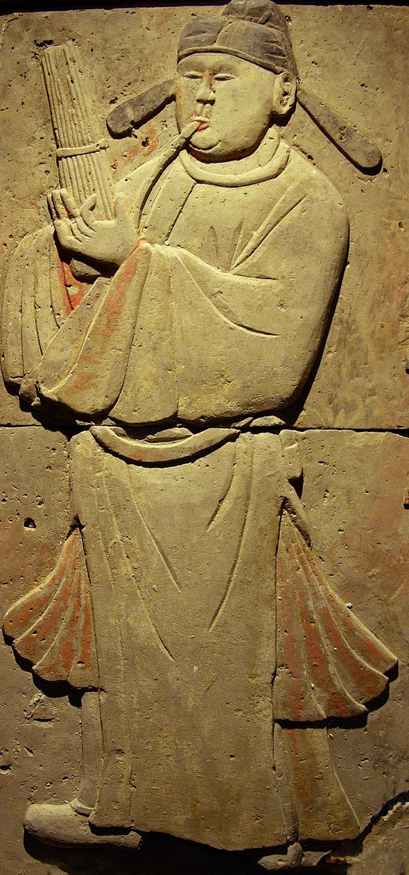 Stele som skildrer en musiker (terrakotta) av Tang Dynasty Chinese School