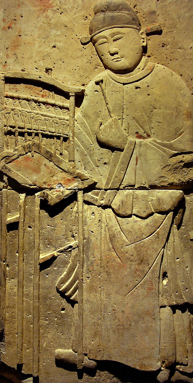 Stele som skildrer en musiker (terrakotta) av Tang Dynasty Chinese School
