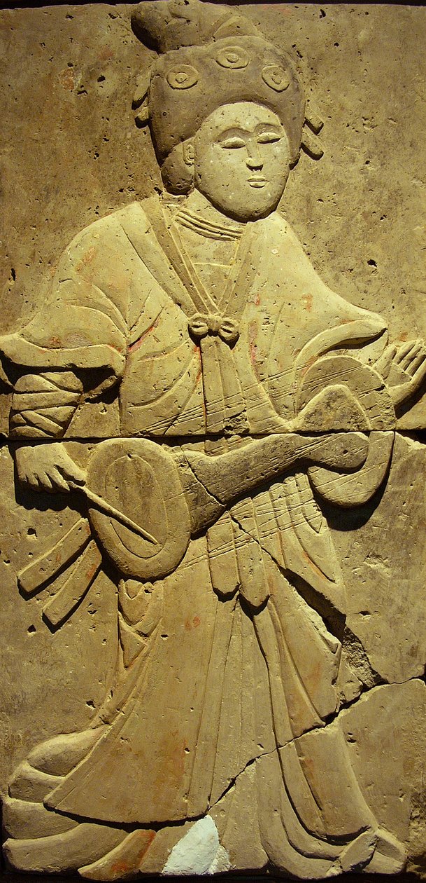 Stele som skildrer en musiker (terrakotta) av Tang Dynasty Chinese School
