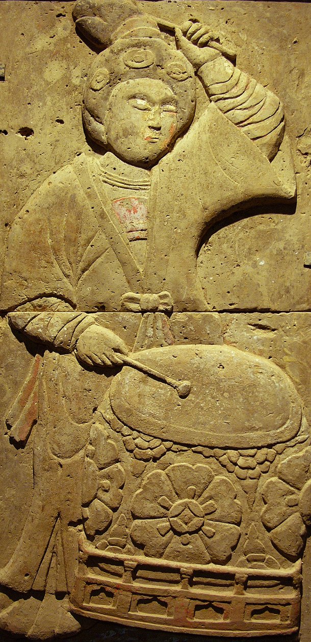 Stele som skildrer en musiker (terrakotta) av Tang Dynasty Chinese School