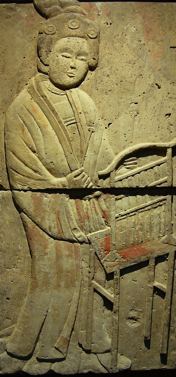 Stele som viser en musiker (terrakotta) av Tang Dynasty Chinese School