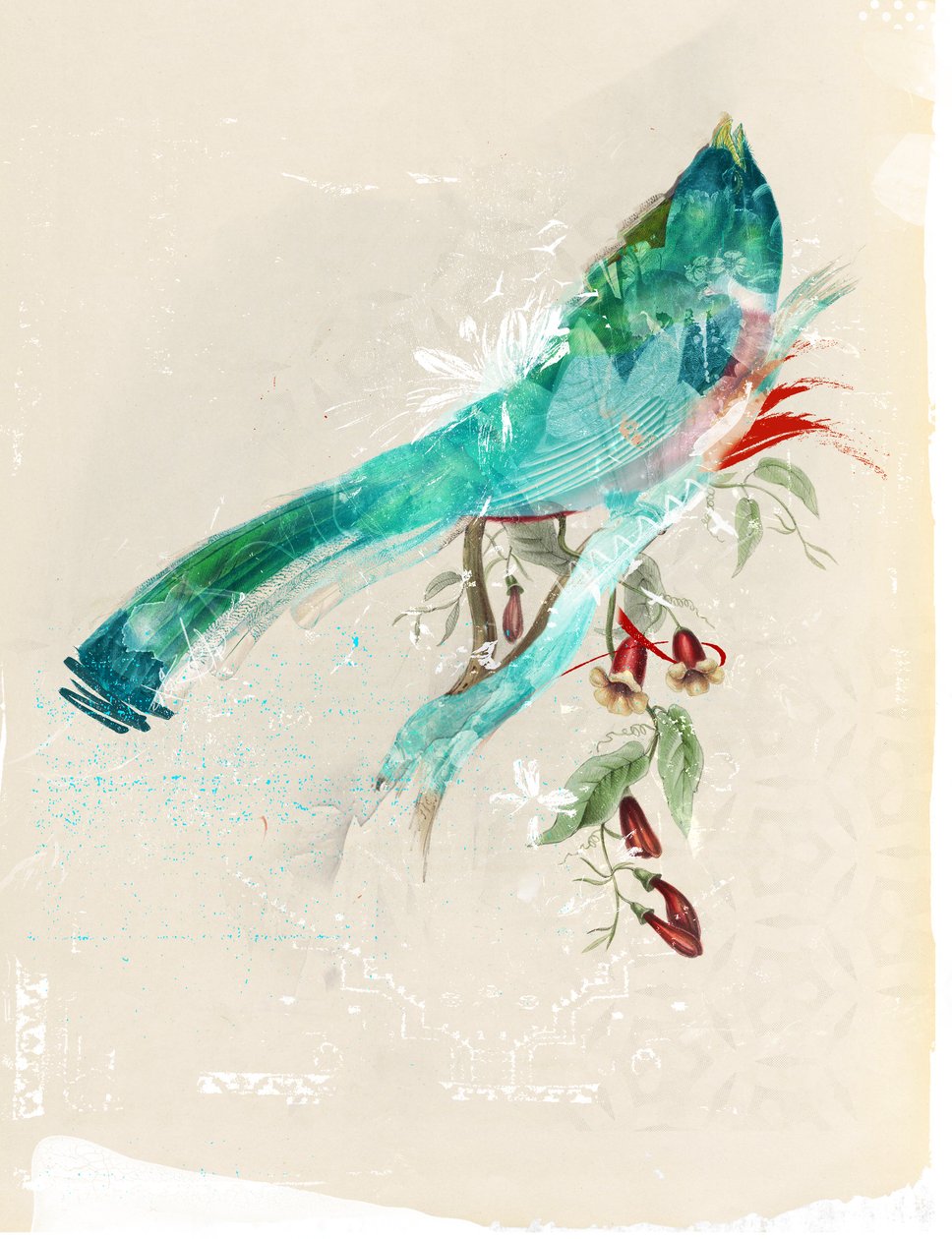 Bird Silhouette, 2017 (Collage på lerret) av Teis Albers
