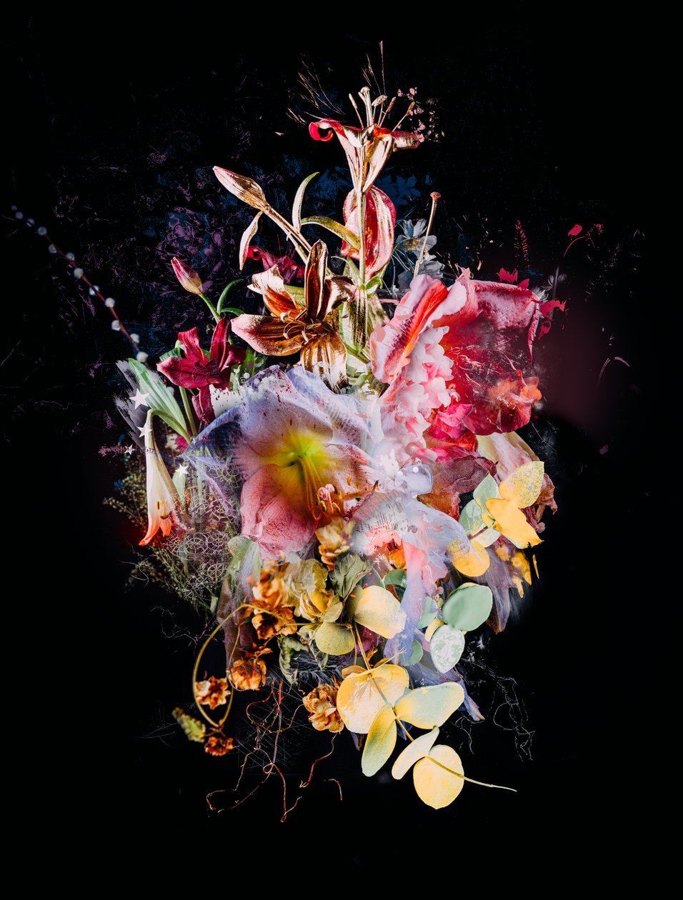 Bouquet XX, 2016 (blandet media på lerret) av Teis Albers