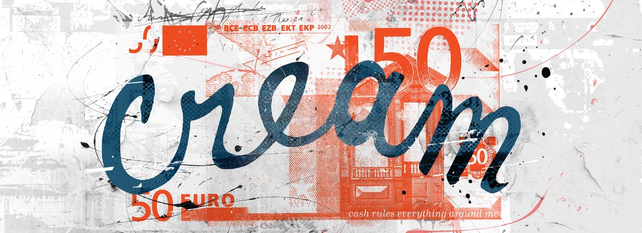 C.R.E.A.M., 2014 (Collage på lerret) av Teis Albers