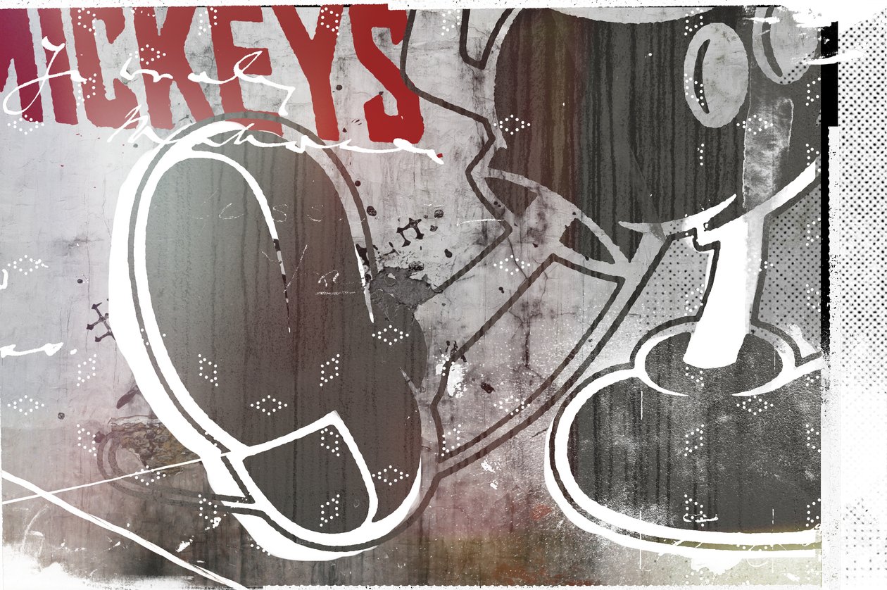 Mickeys, 2016 (Collage på lerret) av Teis Albers