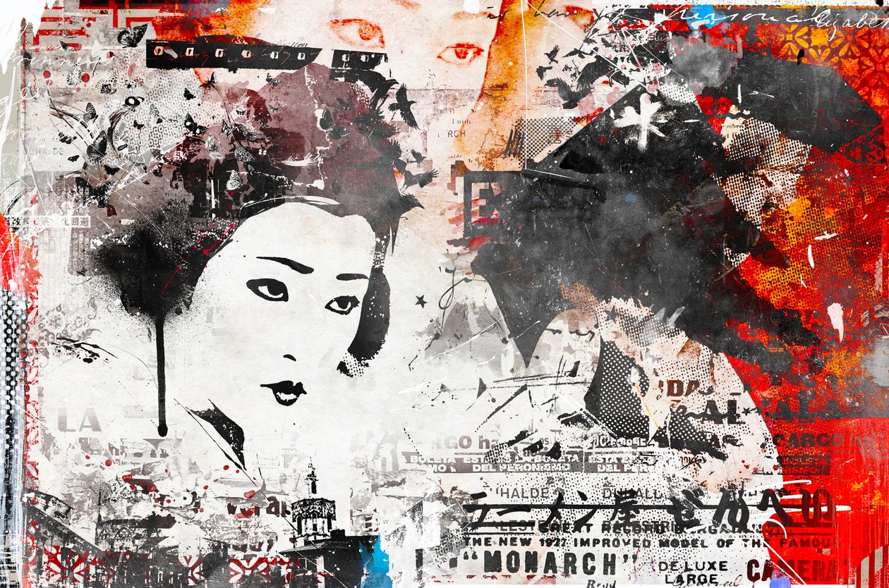 Modern Geisha, 2014 (blandet media på lerret) av Teis Albers