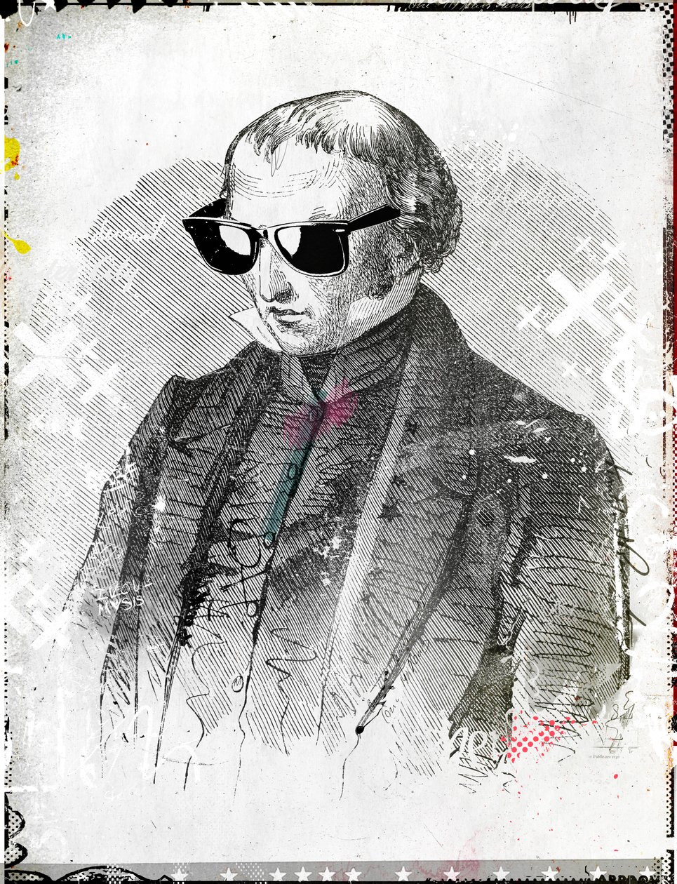Mr. solbriller, 2015 (Collage on canvas) av Teis Albers
