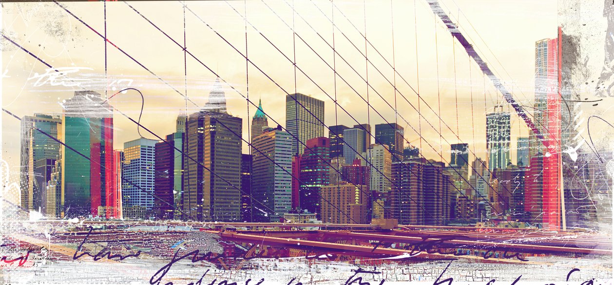 NYC Bridges, 2015 (Collage på lerret) av Teis Albers