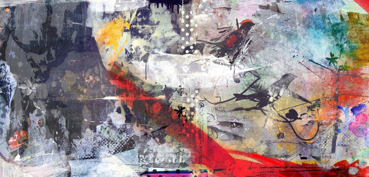 Pretty Birdy, 2015 (blandet media på lerret) av Teis Albers