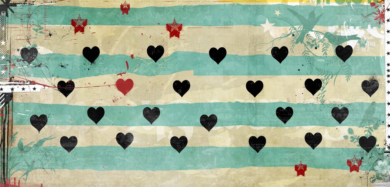 Rows of Hearts, 2016 (Collage på lerret) av Teis Albers