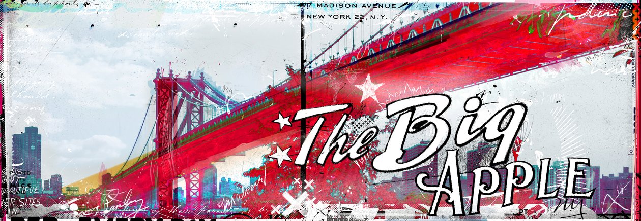 The Big Apple, 2014 (Collage på lerret) av Teis Albers
