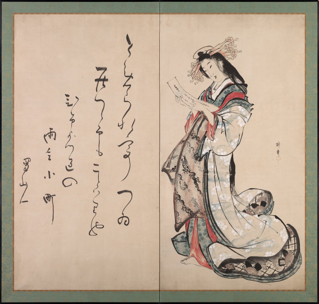 Courtesan Reading a Letter, tidlig på 1800-tallet. av Teisai Hokuba
