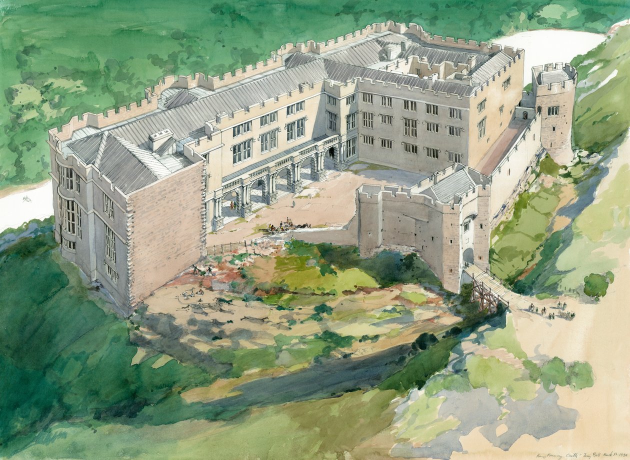 Berry Pomeroy Castle, tidlig på 1600-tallet, c1990-2010 av Terry Ball