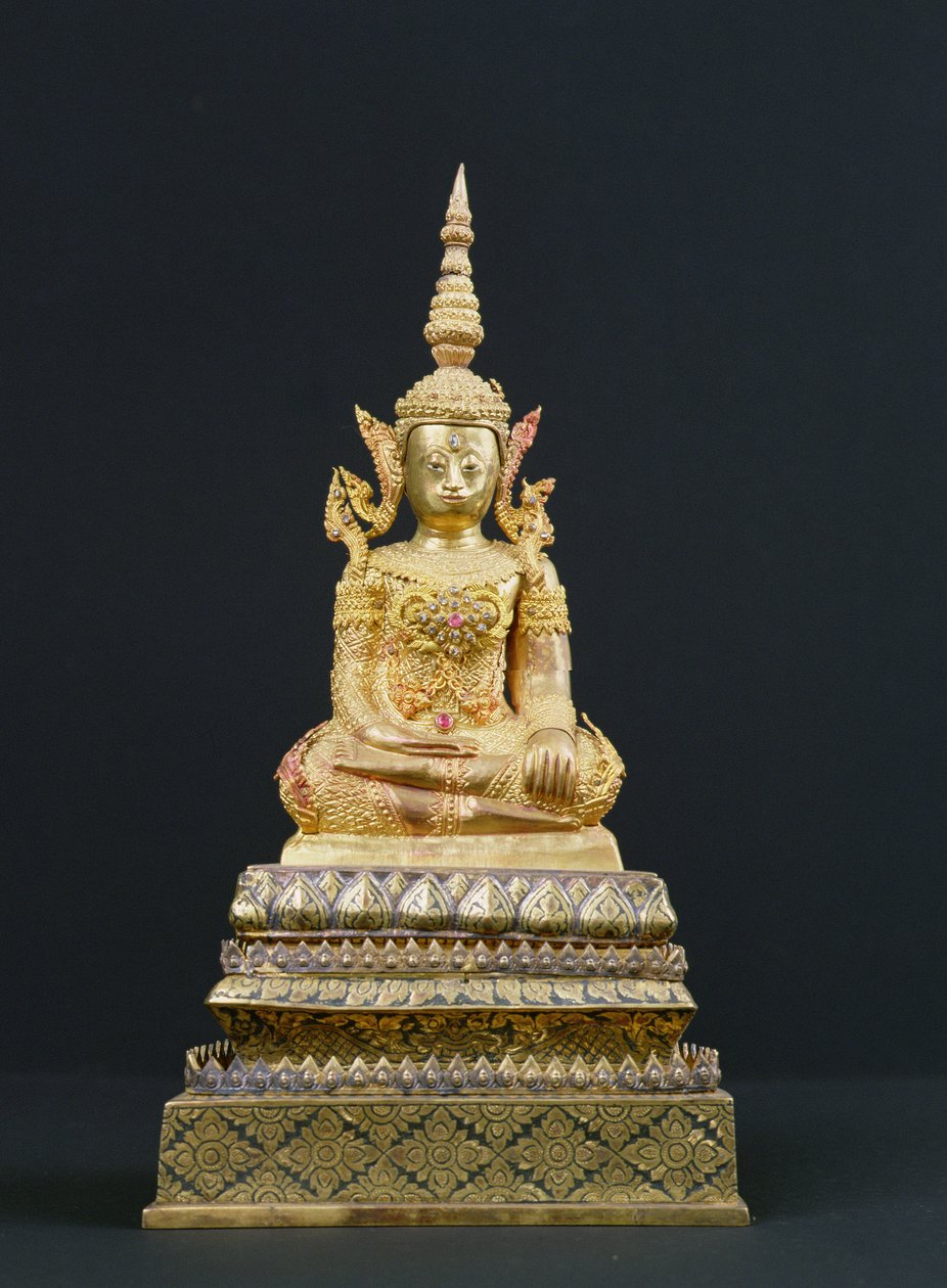 Buddha sittende i meditasjon, Rattanakosin-perioden (1782-1910) (gull og edelstener) av Thai